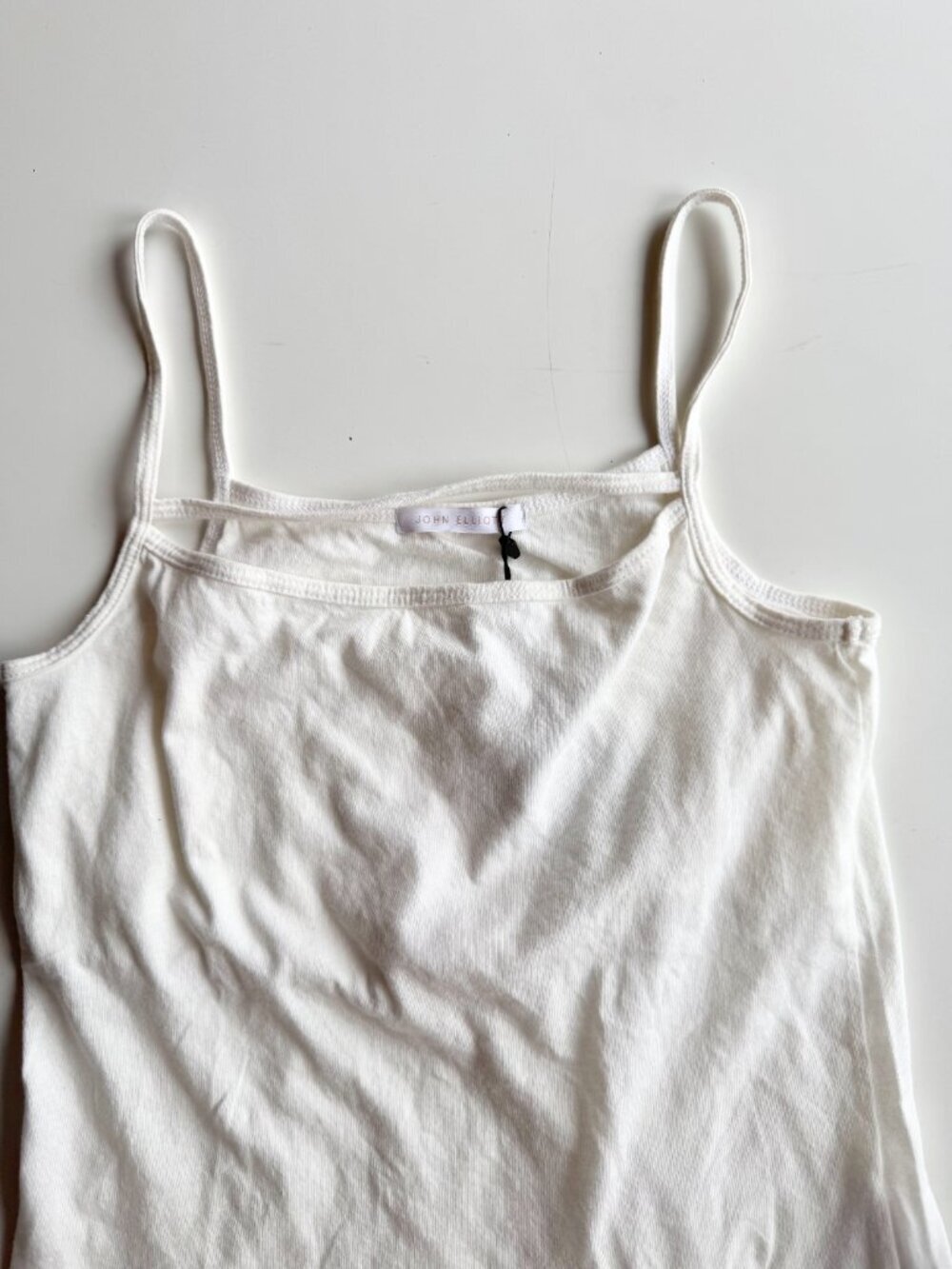 NWT JOHN ELLIOTT White Cotton Jersey Scoop Neck Strap Camisole Tank, Size 1/S - Picture 7 of 14